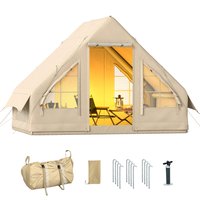 Outsunny - Inflatable Tents for Camping, Easy Setup Blow Up Tent, 420D Oxford Waterproof, Windproof 4 Season Glamping Tent - Sand
