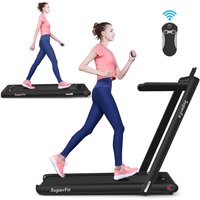 Gymax - 2 in 1 Folding Treadmill 2.25HP Running Machine w/ Dual Display APP Control - Black