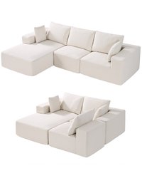 VEVOR - Modular Sectional Sofa, L Shaped Modular Sofa with Chaise, Cloud Sectional Couch with High Rebound Sponge and Density - Off-white