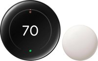 Google - Nest Learning Thermostat (4th gen) with Nest Temperature Sensor (2nd gen) - Polished Obsidian