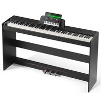 VEVOR - Weighted Digital Piano, 88 Key Fully Weighted Keys, Electric Piano Dual Keyboard & Speakers Simple Cabinet Bracket - Black