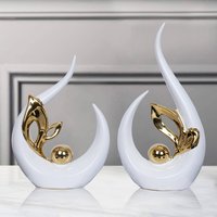 Hanke - Navy Home Decor Accent Ceramic Statue Abstract Sculpture Centerpieces Mid Century Modern For Tables Coffee - White Gold