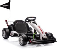 Babevy - 24V Electric Drift Kart for Kids Ages 6+, 300W Motor, 8.5MPH, Adjustable Seat, EVA Wheels, Dual Pedals, Steel Frame - White