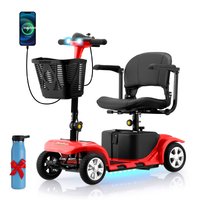 Hover Heart - Electric Mobility Scooter for Adults & Seniors, Lightweight 4 Wheel Travel Scooter with Seat and Basket - Red