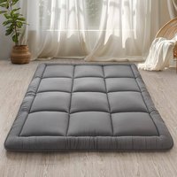 Fabibe - Floor Mattress Futon 3" Grey Tatami Mat Shredded Memory Foam Filled Sleeping Pad Foldable & Portable Roll Up Lounger Ca - Grey Full