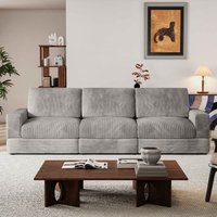 ATJafurn - 107" Corduroy Sofa Modern Corduroy Sofa Fabric Couch with Pillows Deep Seat for Home (Grey, 3 Seater) - Gray