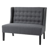 SlickBlue - Scandinavian 2-Seater Loveseat with Button Tufted Linen Upholstery and Wooden Legs - Gray
