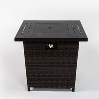 Boyel Living - 28 Inch Square Outdoor Propane Fire Pit Table with Steel Lid - Brown