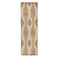 Manhattan Lane - Hallway Runner Rug, Moroccan Inspired Handwoven Geometric - Ivory, Brown