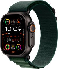 Refurbished Excellent - Apple Watch Ultra 2 (GPS+Cellular) 49mm Titanium Case with Dark Green Alpine Loop - Medium - Black - (2024)