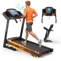 Tiramisubest - Foldable Electric Treadmill with Incline, LED Display, and Space-Saving Design for Home Workouts - Black