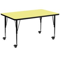 Emma + Oliver - Mobile 36x72 Rectangle Laminate Preschool Activity Table - Yellow