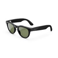 Ray-Ban Meta - Headliner glasses with Meta AI, Audio, Photo, Video Compatibility - Polarized Green Lenses - Shiny Black