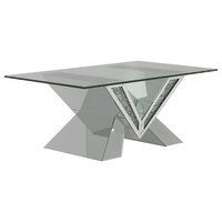 Coaster Co. of America - Taffeta Glass Top Mirrored Acrylic Coffee Table Silver - Clear