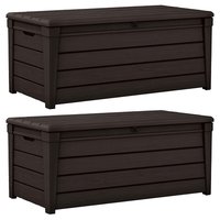Keter - Brightwood Weatherproof Resin Patio Deck Storage Box Bench, (2 Pack) - Brown