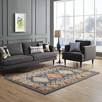 Modway - Atzi Distressed Southwestern Diamond Floral Area Rug - Multicolored