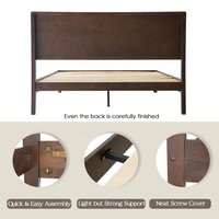 East West Furniture - King Wooden Platform Bed Frame - Dark Roast Oak
