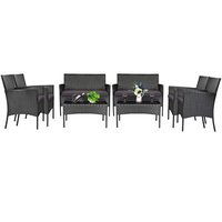 Costway - 8PCS Patio Rattan Furniture Set Cushioned Sofa Coffee Table Backyard - Gray