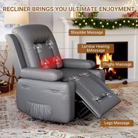 Acekool - Oversized Power Lift Recliner Chair, Electric Recliner with Heat & Massage, Lift Chair for Elderly - Gray