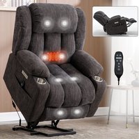 APRILSOUL - Power Lift Recliner Chair with 8-Point Vibration Massage and Lumbar Heating USB and Type-C Ports Steel Cup Holders - Gray