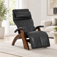 Human Touch - Perfect Chair PC-420 Classic Manual Plus Zero Gravity Recliner with Solid Wood Base - Dark Walnut / Black SofHyde / Comfort