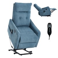 LUCKY ONE - Chenille Single Motor Power Lift Recliner Chair with Massage, Heat & USB Charging - Blue