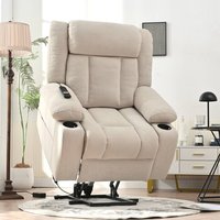 APRILSOUL - Power Lift Recliner Chair for Elderly Fabric Lift Chair Extended Footrest 2 Cup Holders Side Pockets Remote Light - Gray