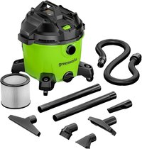 Greenworks - 9 Gallon AC Wet/Dry Vacuum, Workshops Wheeled Cleaner with Washable HEPA Filter and Multiple Accessories
