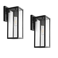 Dazzling Pops - Bestshared Outdoor Wall Sconce Lights Exterior Wall Lighting Fixtures Clear Glass Anti Rust Modern Bestshared - Black 15"-2 Pack