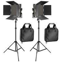 Reds Spade - NEEWER Color 660 LED Video Light Stand Kit 3200 5600K CRI Dimmable Light Bracket Barndoor Light Stand - NL660