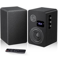 Pacoar Cade - White Bookshelf Speakers Pair Record Player Turntable Wired Optical/arc/rca/aux/bt Input Hifi Stereo Woofer Home Desktop - Black