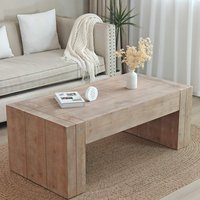 GOODSILO - Rustic Farmhouse Coffee Table with Distressed Finish Perfect for Living Room Decor - Natural Wood