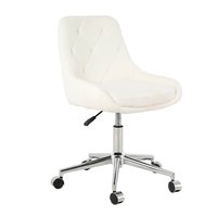 Ecooso - Modern teddy fleece fabric with chrome legs living room furniture dining chair, soft , adjustment, free movement - Beige