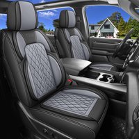 COTTAGE - Car Seat Cover Custom Fit For Ford F150 Faux Leather Set Compatible With Crew Quad Regular Cab Pickup Truck - Black Front Pair(2 seats)