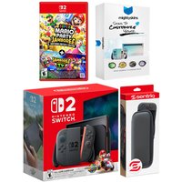Nintendo Switch 2 + Mario Kart World, Super Mario Party Jamboree, MightySkins Code and Protective Case Bundle