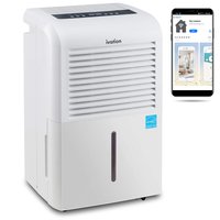 Ivation - 4,500 Sq Ft Smart Wi-Fi Energy Star Dehumidifier, Hose Connector, Humidity Control & More - White