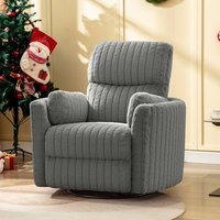 Brick Attic - Power Recliner Nursery Chair, Reclining Chair USB& Type C Ports, Ergonomic Plush Armchair Lounge Chair Rocking Function - Gray