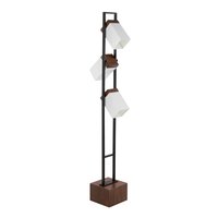 Loheer - 67.5 Inch Tall Wood Floor Lamp Modern Black Metal Standing Lamp with White Shade for Living Room - Walnut
