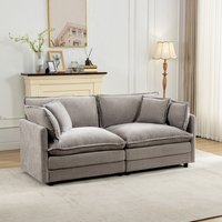 KERDOM - 63" Cloud Sofa Chenille Loveseat Couch, Small Sectional 2-Seater Sofa for Apt Living Room, 300lbs Capacity per Seat - Gray