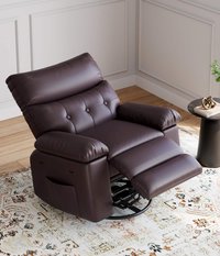 Babevy - Oversized Rocker Swivel Recliner Chair - PU Leather Extra Wide Manual Recliner - Tan