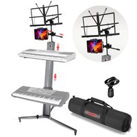 5 CORE - Keyboard Stand 2 Tier Column for 61/76/88 Key board Heavy Duty Aluminum Build Stands - Silver
