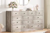 Acekool - Dresser for Bedroom,12 Drawer Dressers & Chests of Drawers, Wood Storage Drawer Dresser with Power Outlet - Gray