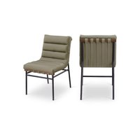 Meridian Furniture - Burke Olive Vegan Leather Dining Chair, Set of 2 - Green