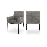 Meridian Furniture - Reeves Grey Chenille Fabric Dining Chair, Set of 2 - Gray