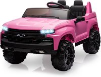 Acekool - 24V Licensed Chevrolet Silverado 2-Seater Kids Ride On Truck, Electric Car w/Remote, 90W Motors, LED Lights, Suspension - Pink
