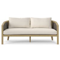 Simpli Home - Parkside SOLID ACACIA WOOD 70 inch Wide Contemporary Outdoor Sofa in Polyester Fabric, Fully Assembled - Natural