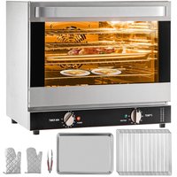 Glintex - 66L Commercial Convection Oven Countertop Electric Baking Toaster 4-Tier 1800W with Trays and Gloves - Silver