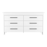 TuHome - Hms 6 Drawer Double Dresser, Four Legs, Superior Top - White