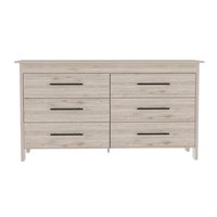 TuHome - Hms 6 Drawer Double Dresser, Four Legs, Superior Top, Six Drawers - Light Gray