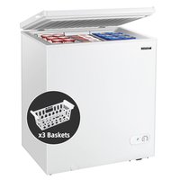Costway - 5.2 Cu.ft Chest Freezer Upright Single Door Refrigerator w/ 3 Baskets - White